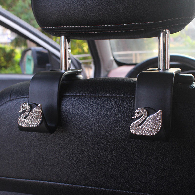 Móc Treo Đồ Gắn Ghế Ngồi Xe Hơi Cao Cấp Hình Thiên Nga Nơ Gấu Trà Hoa Cúc