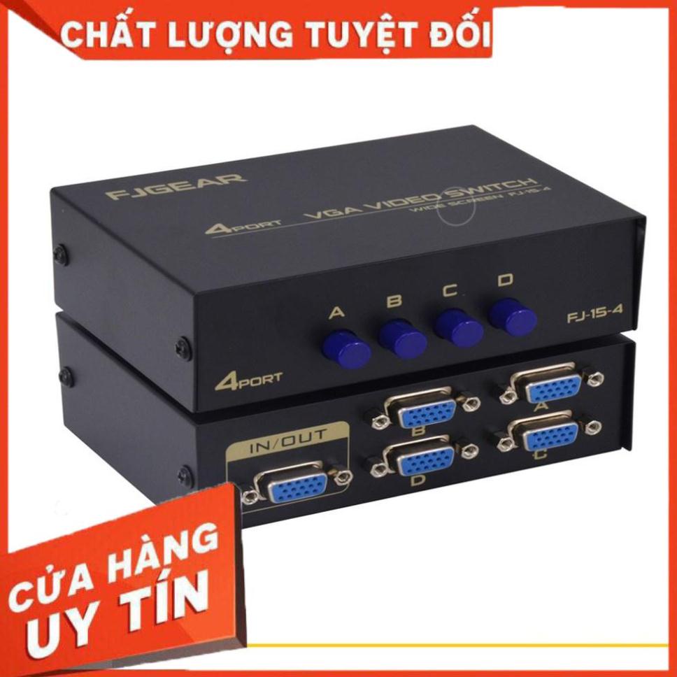 Bộ chia VGA 4 CPU Ra 1 Màn Hình FJGEAR FJ-15-4 (4 Port VGA Video Switch) FJGEAR