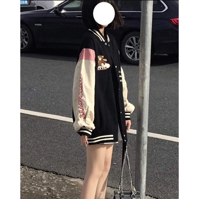 Áo Khoác Bomber Kaki 1987[FREESHIP]Áo chất kaki dầy mịn tay bồng màu Nude