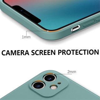 Ốp lưng điện thoại silicon mềm nhám cạnh vuông cho iPhone 12 Mini 11 Pro Max