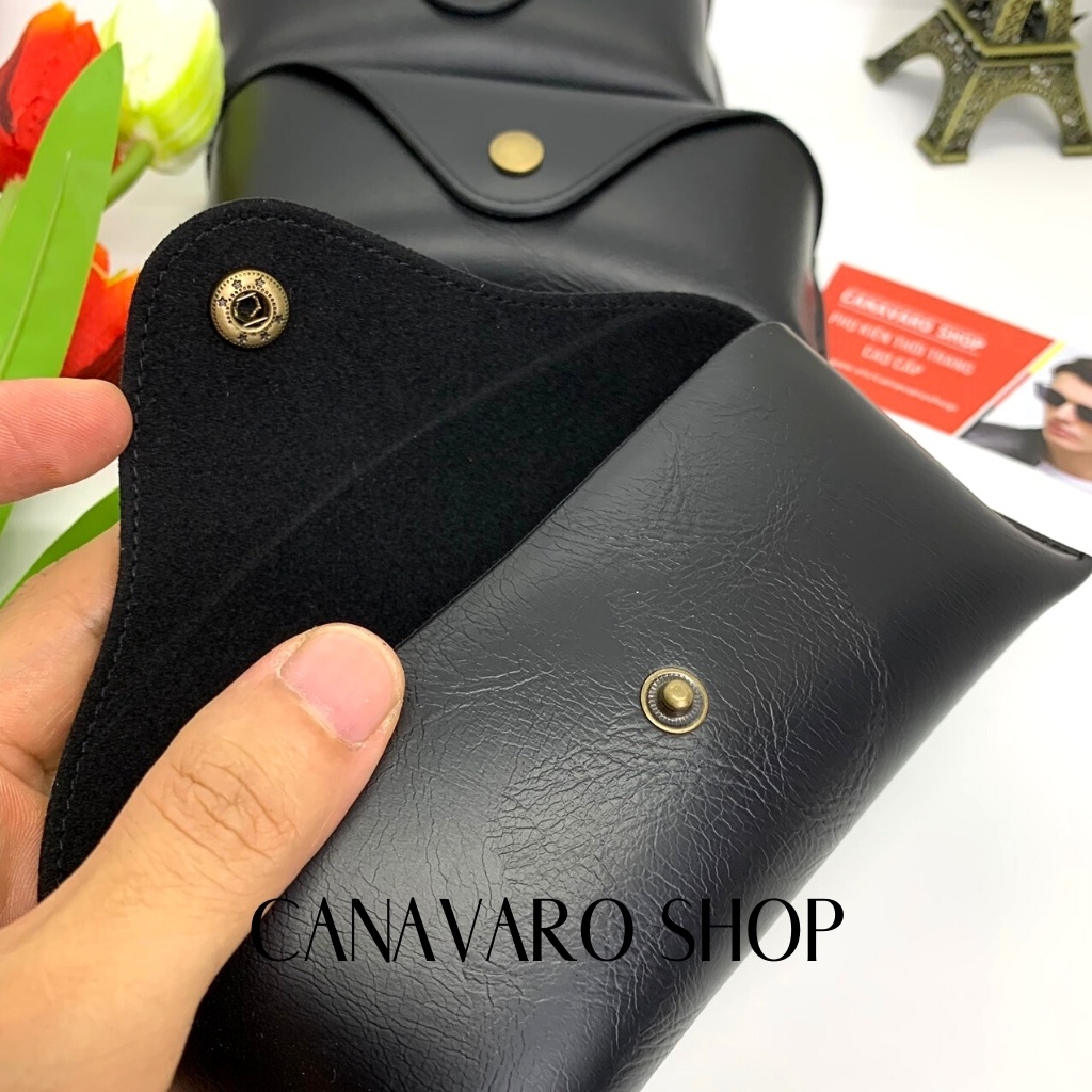 Hộp đựng kính râm kính mát cao cấp da thật size 17x6.5x5 cm tặng kèm khăn lau và túi đựng CANAVARO SHOP CN5T