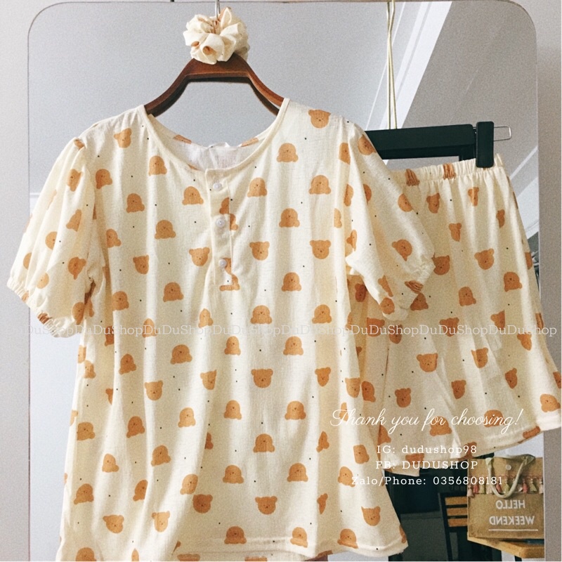 Pijama hình gấu cute dễ thương phong cách Hàn Quốc khách đọc mô tả sản phẩm trước khi đặt hàng giúp em ạ
