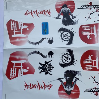 Tem xe Wave Samurai trắng đỏ