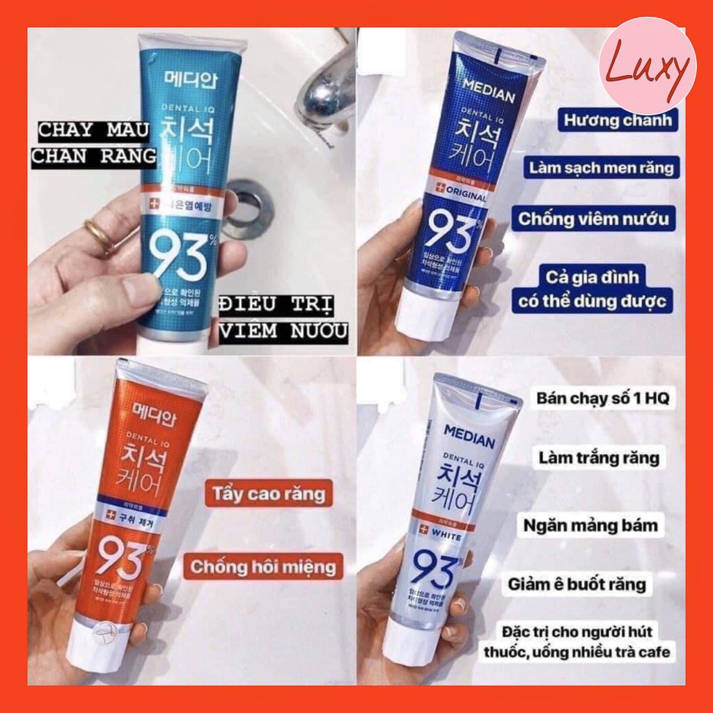 [CHÍNH HÃNG] Kem đánh răng Median 93% Toothpaste Hàn Quốc 120g bán chạy số 1 - LUXY COSMETIC