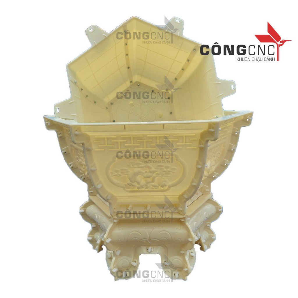 Khuôn Chậu Cảnh ABS Lục Giác 55 Cây Tùng + Khuôn Chân Đôn Kỷ 55 - LG55T