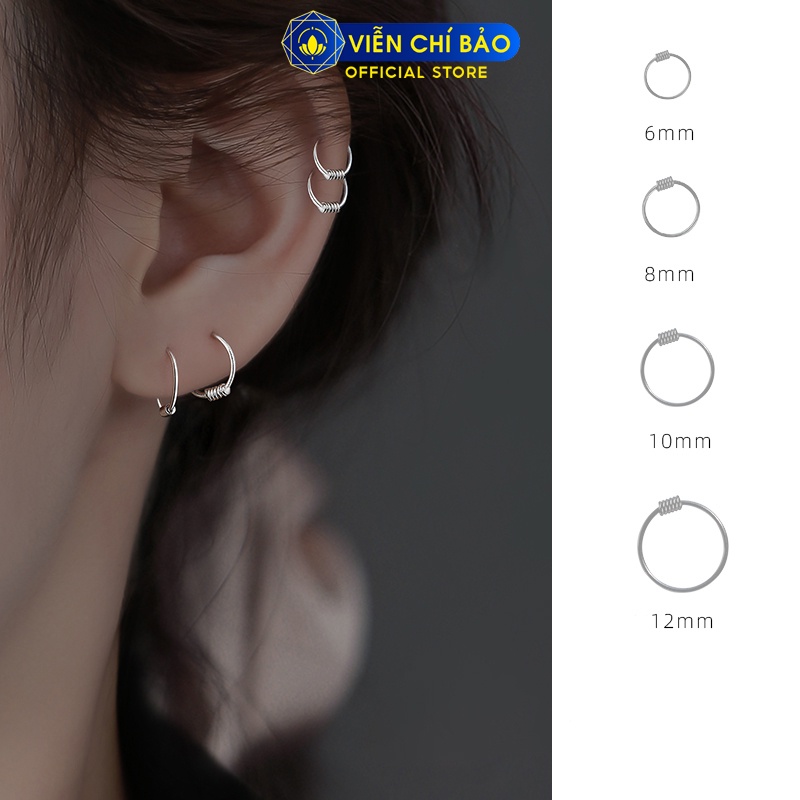 Khuyên tai bạc nữ vòng tròn lò xo chất liệu bạc 925 thời trang phụ kiện trang sức nữ Viễn Chí Bảo B400393