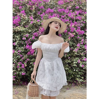 Somee studio Narci dress Váy trắng hoa 2 tầng