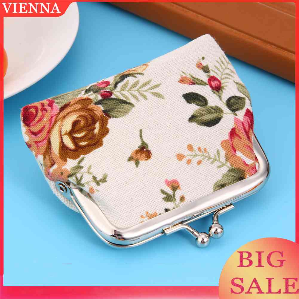 Ví Nữ Vải Canvas In Hoa Phong Cách Vintage Đáng Yêu
