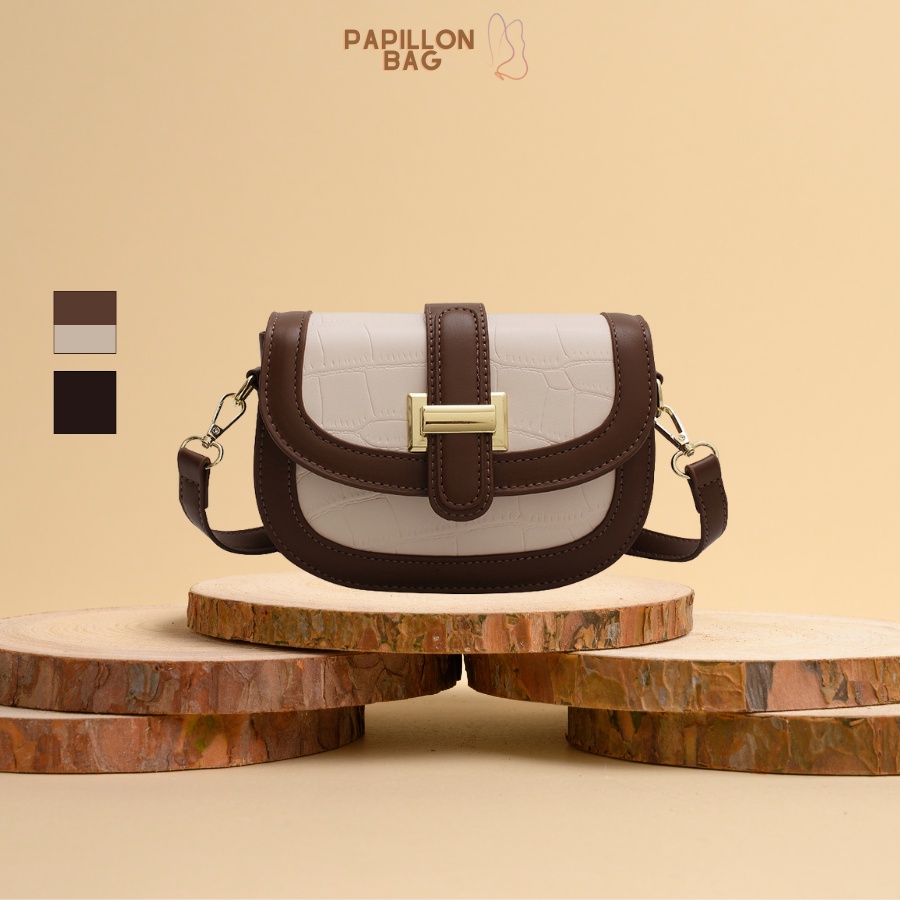 Túi Xách Nữ Đeo Chéo Da Nâu Hàn Quốc PAPILLON PATX02