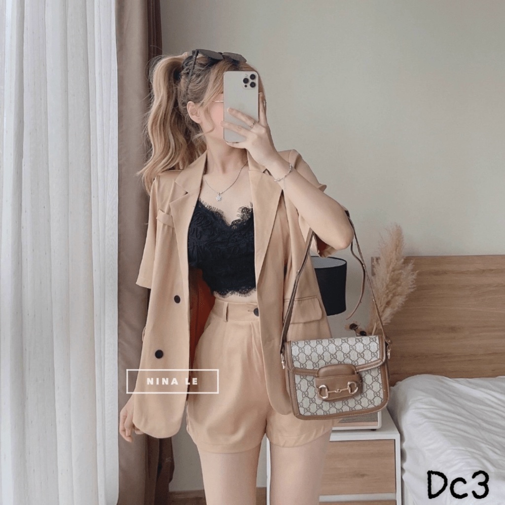 (Mẫu Mới) Sét Bộ Áo BlaSer + Quần Short Cùng Màu Đẹp Như Hình Mẫu UP h.h.p