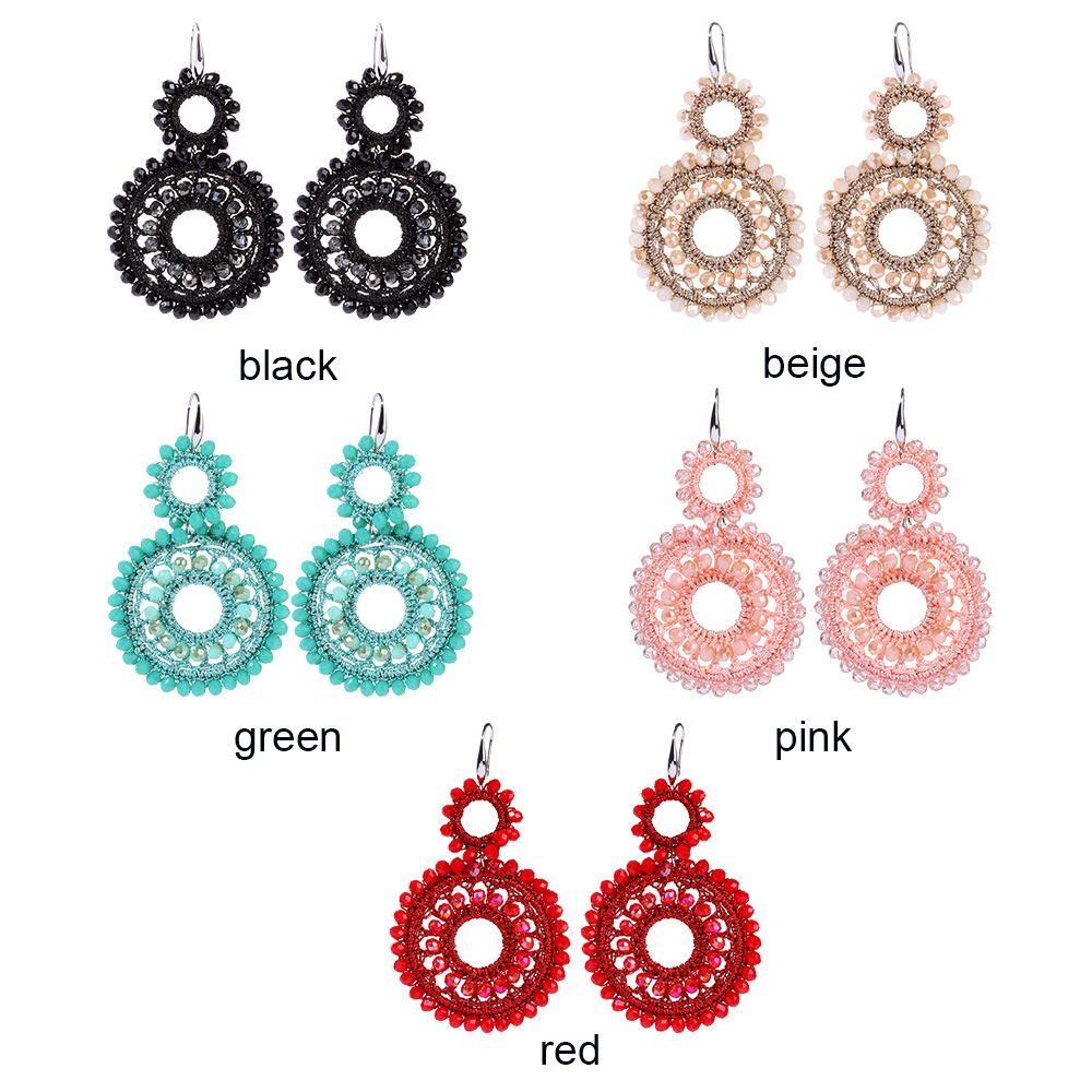 1 Đôi Khuyên Tai Xỏ Hạt Cườm Chất Lượng Cao Phong Cách Boho
