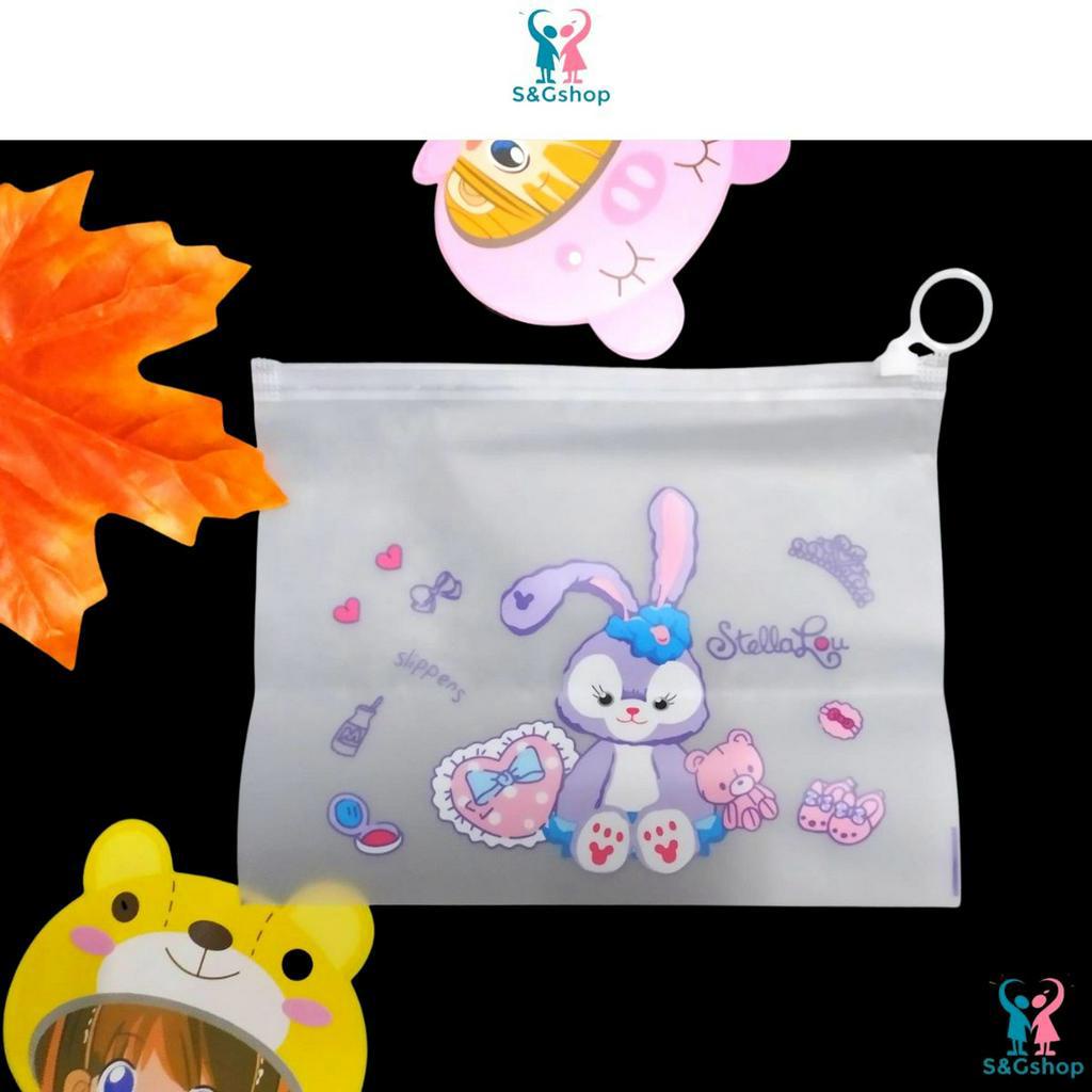 Túi đựng bút trong suốt gấu dâu, túi zip đựng viết và đồ dùng học tập phong cách hàn quốc văn phòng phẩm