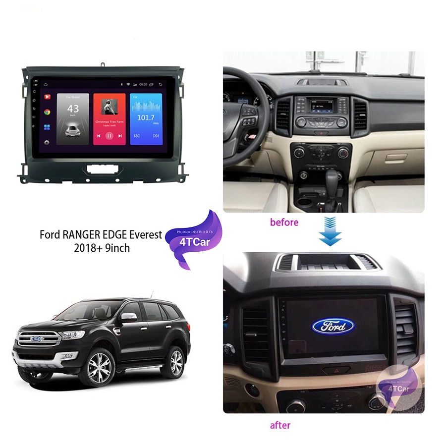 Mặt dưỡng Ford Ranger 2020 (9 inch) có CANBUS