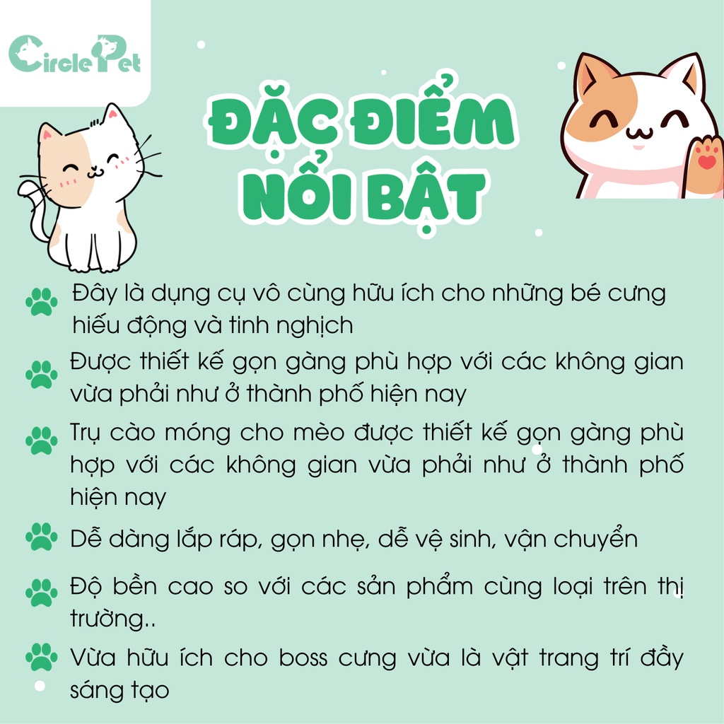 Trụ Cào Móng ICLE HÌnh Hộp Sữ Cao Cấp Dễ Dàng Tháo Lắp Gọn Nhẹ - Circle Pet