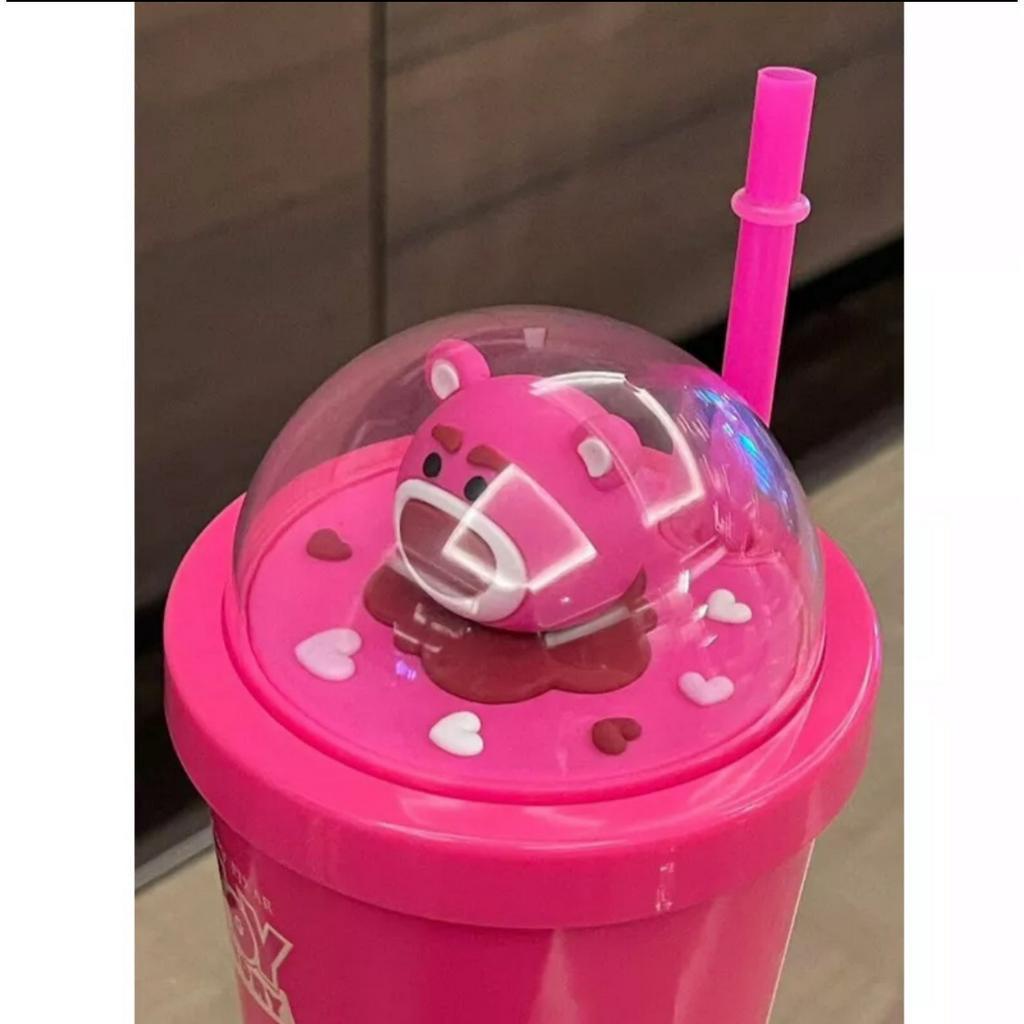 Ly gấu dâu Lotso DISNEY chính hãng phiên bản ly NHỰA 750ml tặng kèm ống hút.LY NHỰA LOTSO