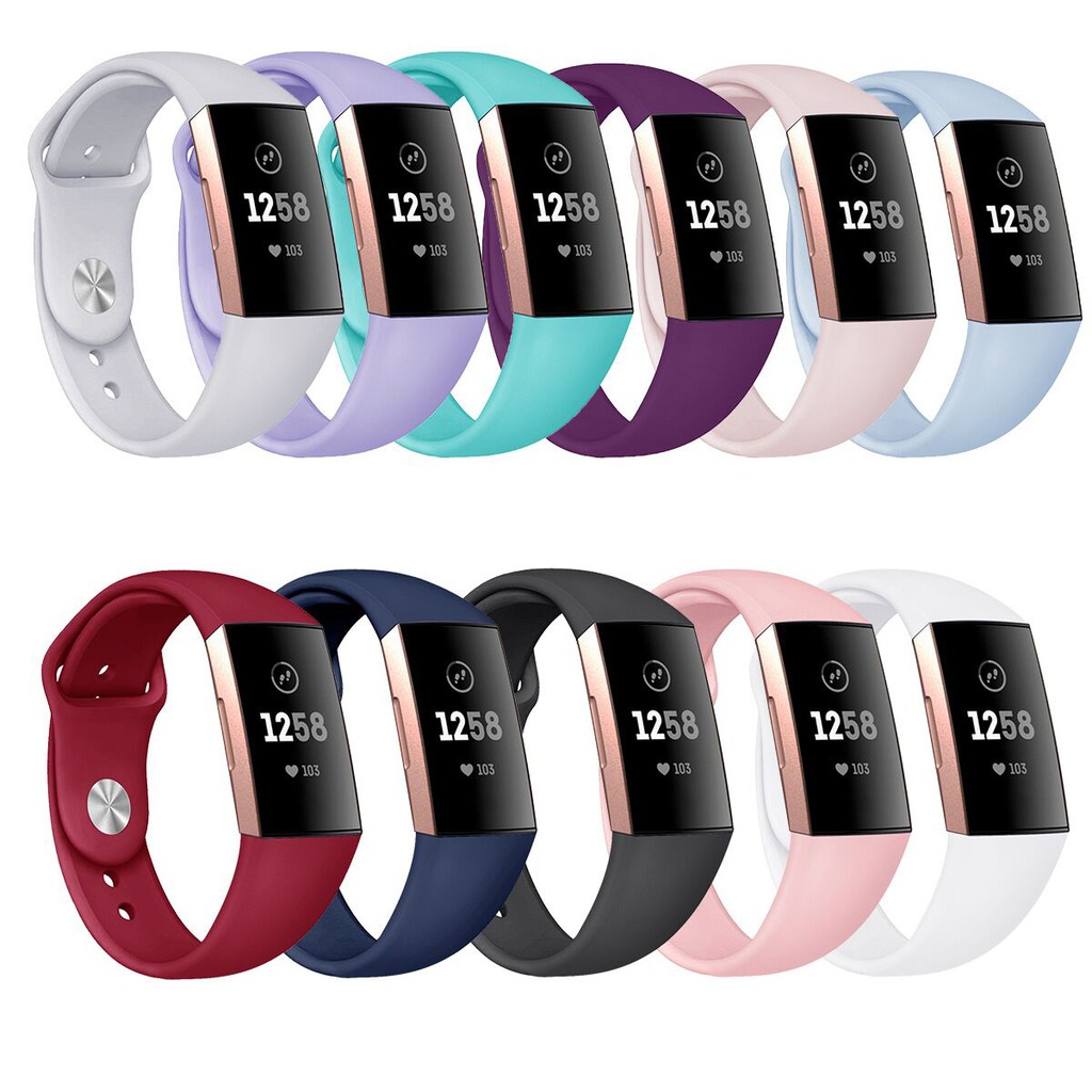 Dây Đeo Thay Thế Chất Liệu Silicon Màu Trơn Cho Fitbit Charge 3 / Charge 4