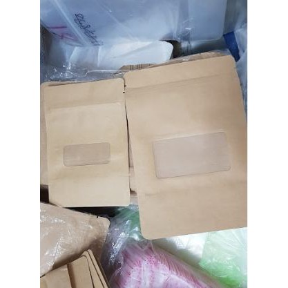 1kg Túi zipper giấy có cửa sổ / zip giấy kraft cửa sổ / túi giấy giá rẻ Hà Nội