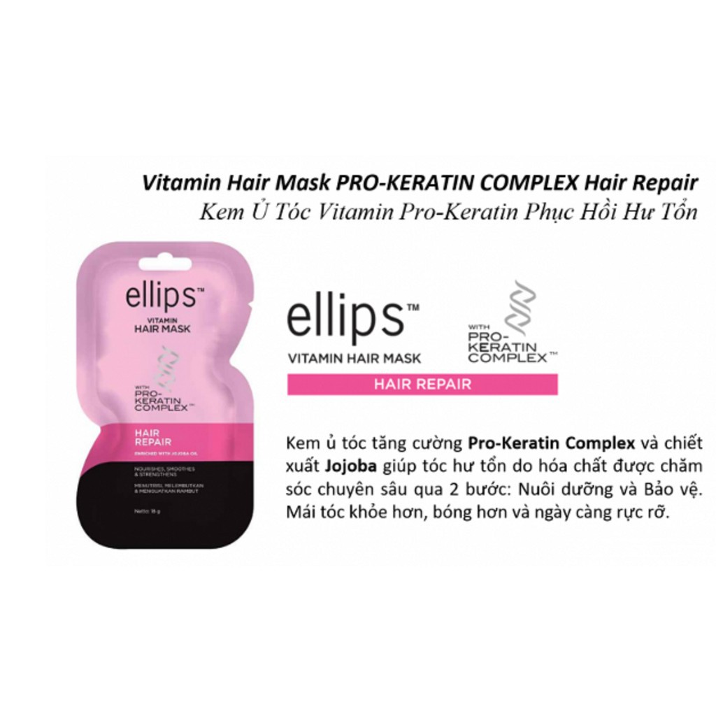 Kem Ủ Tóc💝Dành Cho Tóc Hư Tổn💝 Ellips Vitamin Hair Mask Hair Repair - Chăm Sóc Tóc Hư Tổn 20g | BigBuy360 - bigbuy360.vn