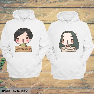 Áo đôi hoodie cực dễ thương ( tặng móc khóa đôi)