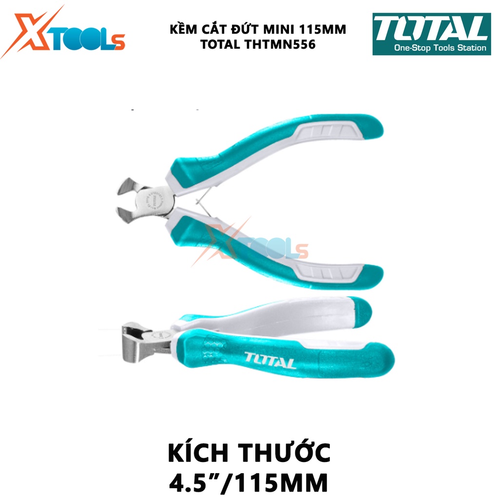 Kềm cắt đứt mini TOTAL THTMN556 | Kìm cắt đứt kích thước 4,5&quot;/ 115mm, thép CR-V, tay cầm cách điện,bọc cao su chống trơn