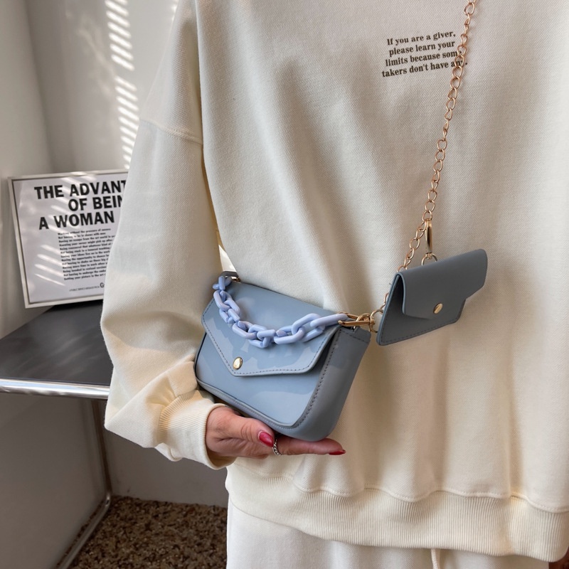 Túi Đeo Vai Một Bên Vai Màu Trơn Dây Xích Kiểu Hàn Quốc Cổ Điển Thời Trang Dành Cho Mẹ Và Bé