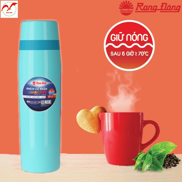 Bình Giữ Nhiệt Rạng Đông 500ml Vỏ Bình Pe Chắc Chăn, Lõi Bình Thủy Tinh An Toàn RD-0538 N2.E