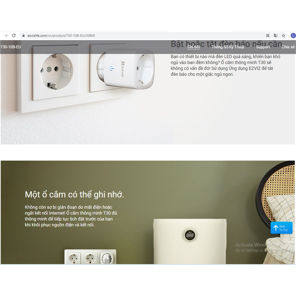 Ổ Cắm Thông Minh Wifi EZVIZ CS-T30-EU,Điều Khiển Bằng Giọng Nói, Theo Dõi Từ Xa - Bảo Hành 24 Tháng