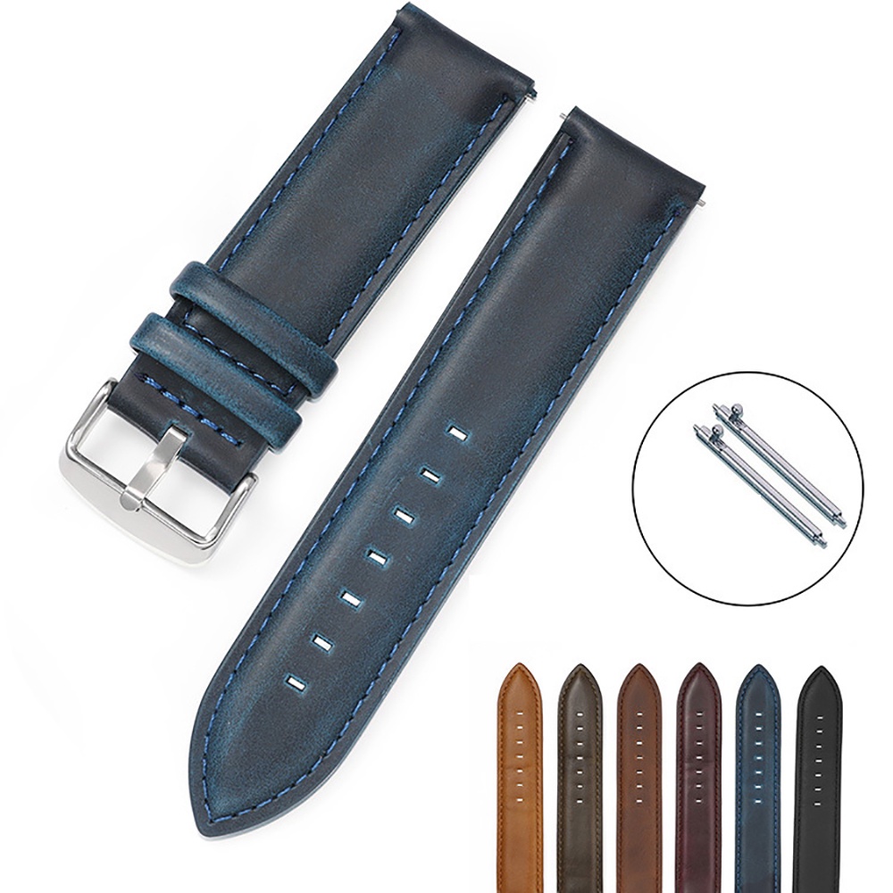 Dây Đeo Đồng Hồ Bằng Da Ngựa Thật 18mm 20mm 22mm Tháo Gỡ Nhanh Cho Nam