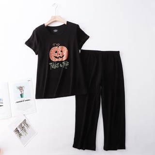 bộ thun mặc nhà big size lửng màu đen hình trái bí size 95-115kg