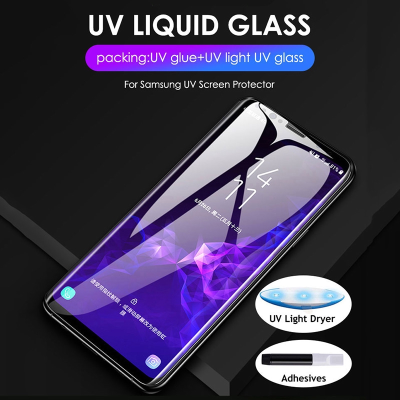 Kính cường lực bảo vệ màn hình chống tia UV cho Samsung Galaxy S21 S20 S10 S9 S8 S7 Edge Note 20 8 9 10 Ultra Plus