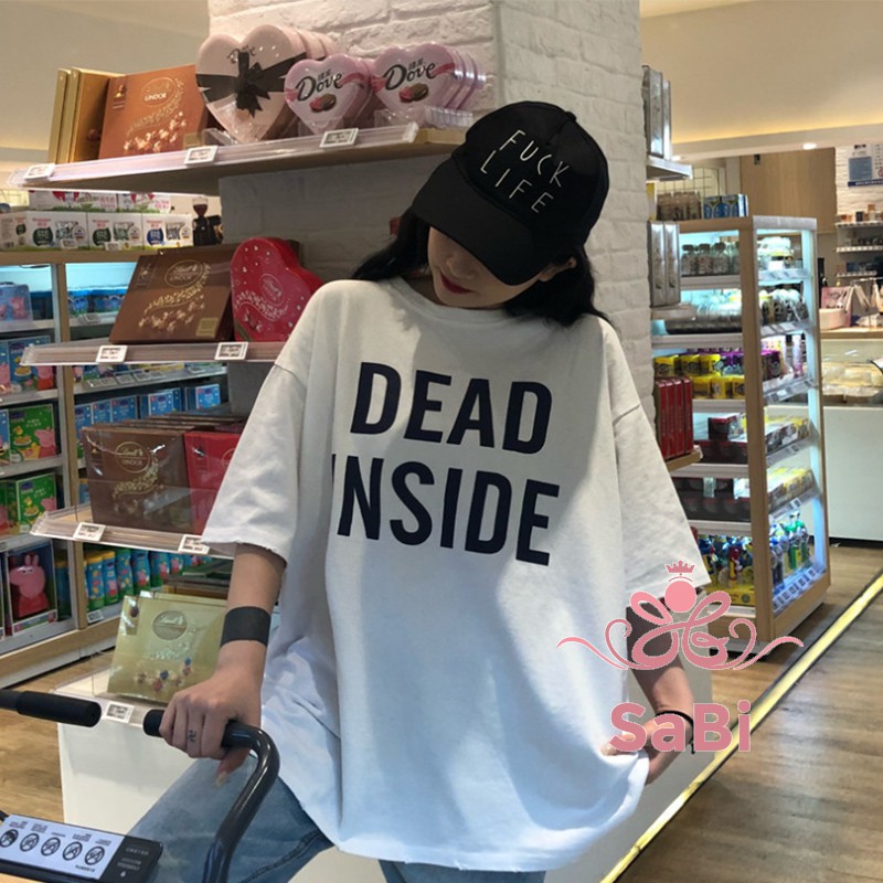 [Mã WARN10 giảm 10k đơn 99k] Áo thun tay lỡ form rộng unisex 100% COTTON - Áo phông nữ DEAD INSIDE SABI SHOP | BigBuy360 - bigbuy360.vn
