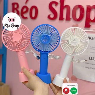 Quạt mini cầm tay usb có đế kèm chân sạc và pin