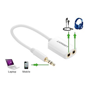 Cáp chia Audio 3.5mm 1 ra 2 tay nghe Cao Cấp Ugreen 10738 Chính Hãng màu trắng