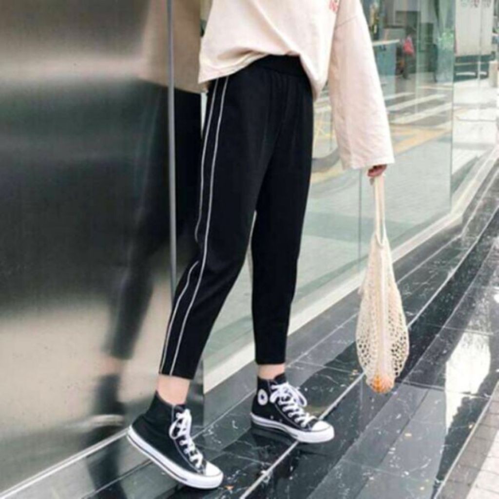 Quần thể thao nữ 3 sọc dáng baggy chất umi hàn cực đanh cao cấp