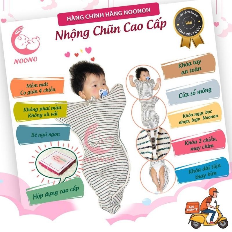 Nhộng Chũn Cho Bé NOONON Loại Cao Cấp Giúp Bé Ngủ Ngon Sâu Giấc NCD01