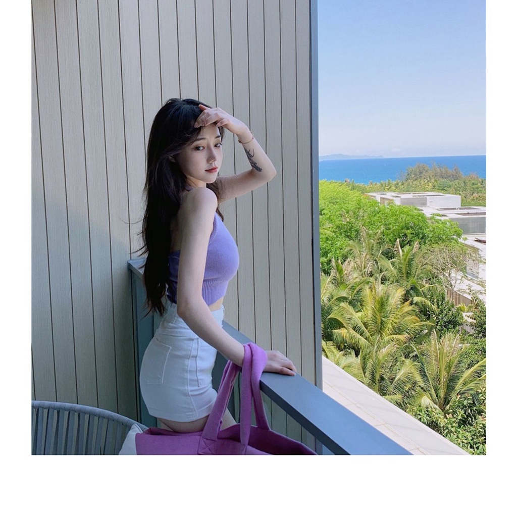 Áo dệt kim hai dây cổ chữ V thời trang mùa hè trẻ trung gợi cảm dành cho phái nữ