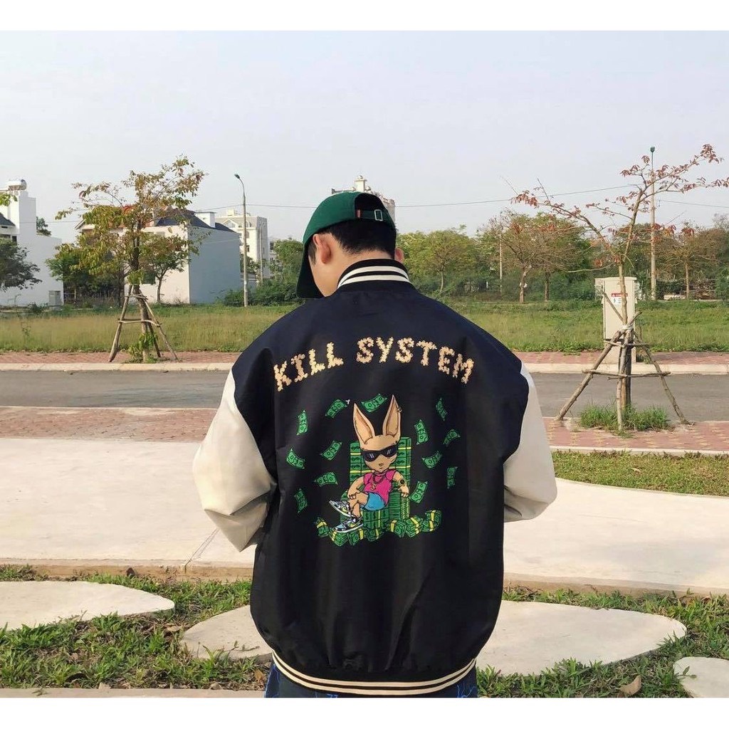 Áo Khoác Dù Bomber Varsity Kill System Đô La Unisex Nam Nữ