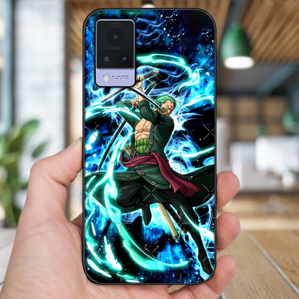 Ốp lưng Vivo V21 viền đen in hình Zoro One Piece