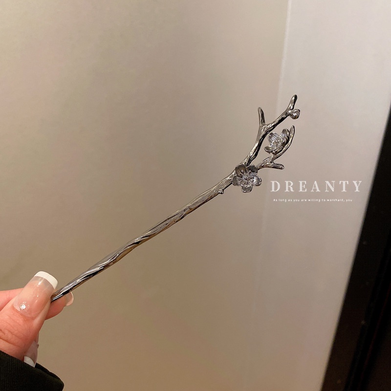 Kẹp Tóc Kim Loại Hình Cành Hoa Mận Phong Cách Mới