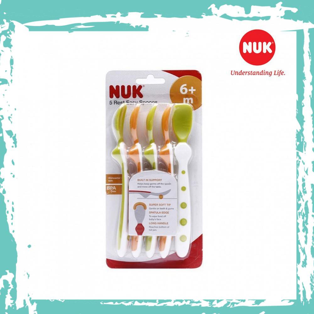 Nhập khẩu (Tách lẻ) Bộ 5 thìa mềm ăn dặm NUK Chính hãng