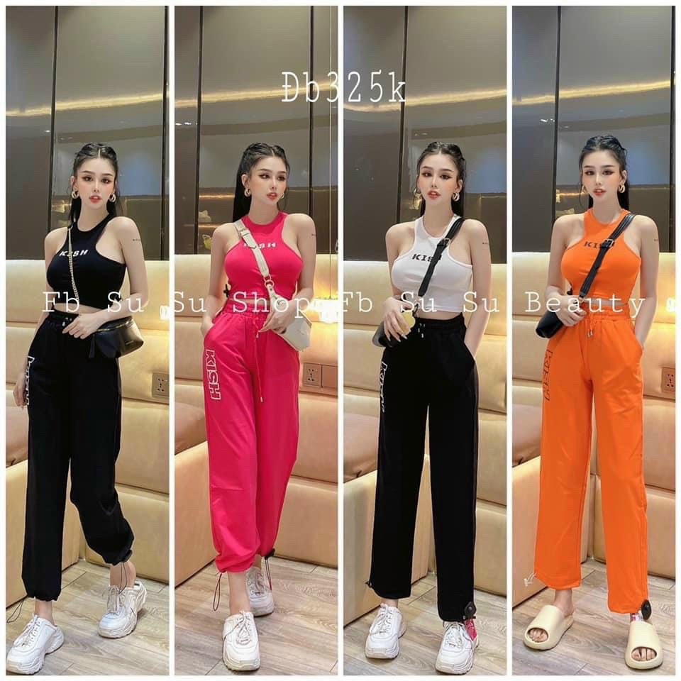 Set đồ nữ, áo croptop xát nách, quần dài chất borip - Tuệ Nhiên - Fashion