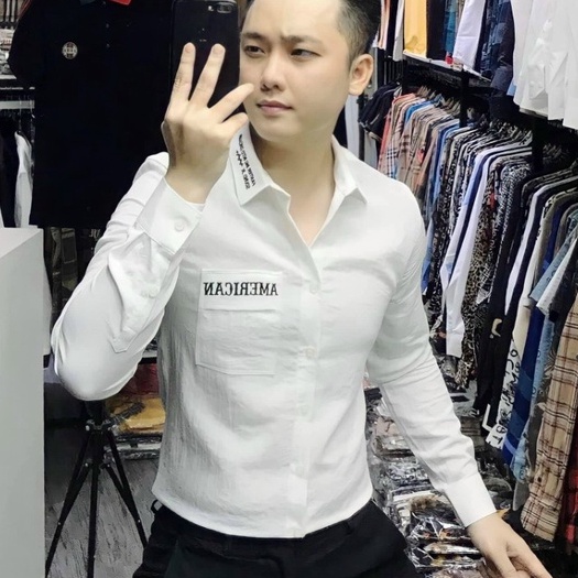 Áo Sơ Mi Nam, Áo Sơ Mi Dài Tay Cao Cấp, Áo Sơ Mi Hoạ Tiết Chữ, Vải Lụa Thoáng Mát Phong Cách Thời Trang DieuLinh Fashion