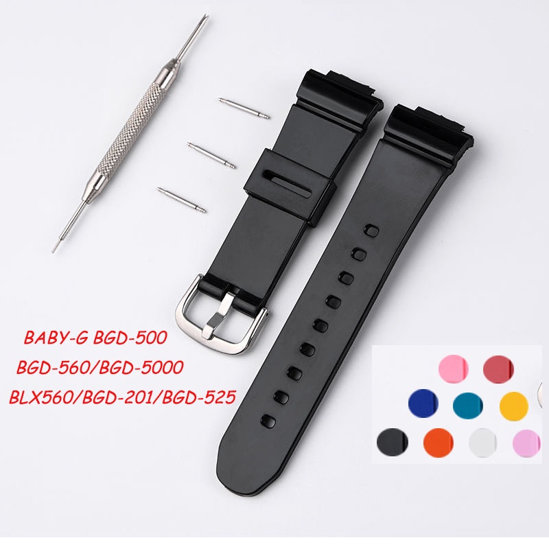 Dây Đeo Thay Thế Bằng Nhựa Resin Chống Nước Cho Casio BABY-G BGD-500 / BGD-560 / BGD-5000 BLX560 / BGD-201 / BGD-525