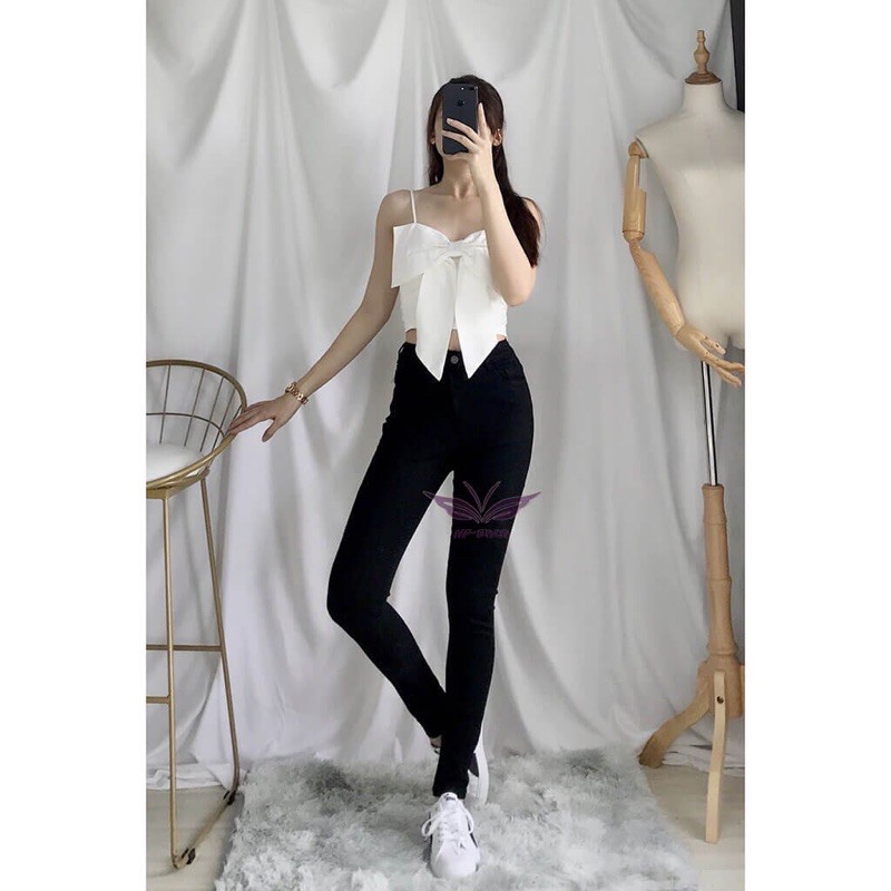 Quần jean nữ lưng cao màu Đen bigisze NPSHOP, quần bò ôm cạp cao co giãn skinny jeans basic | BigBuy360 - bigbuy360.vn