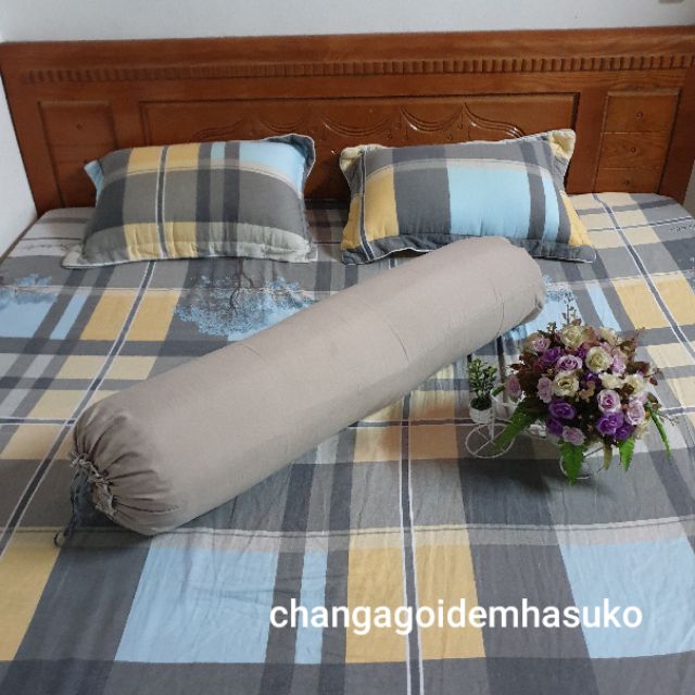 Vỏ gối ôm cotton đũi, vỏ gối ôm cốt tông size người lớn 35x100cm | BigBuy360 - bigbuy360.vn
