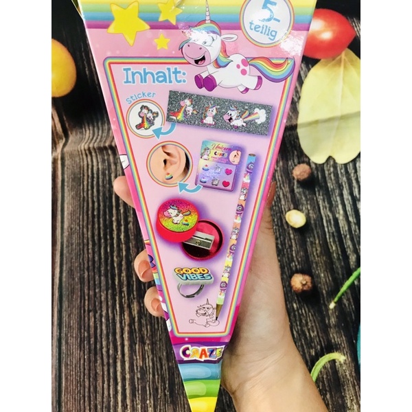 Hộp lục giác đồ dùng học tập unicorn