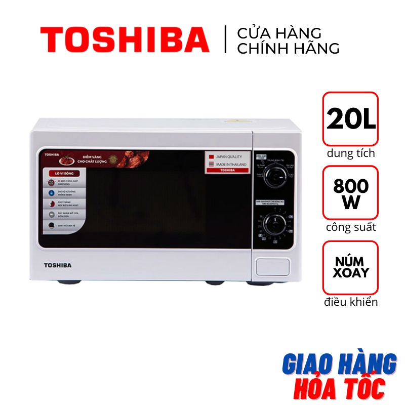 Lò vi sóng Toshiba ER-SM20(W1)VN dung tích 20L điều khiển Tiếng Việt made in Thailand - Bảo hành hãng 12 tháng