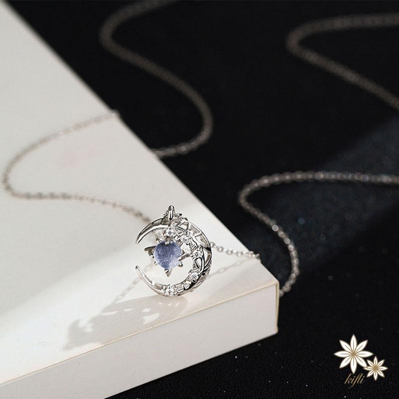 🌸Vòng cổ Mặt Trăng Và Ngôi Sao Màu Xanh Dương Đơn Giản Phong Cách Hàn Quốc Cho Nữ