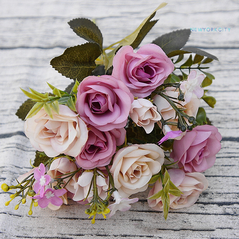 1 Bó 10 Hoa Hồng Giả Phong Cách Châu Âu Trang Trí Nội Thất