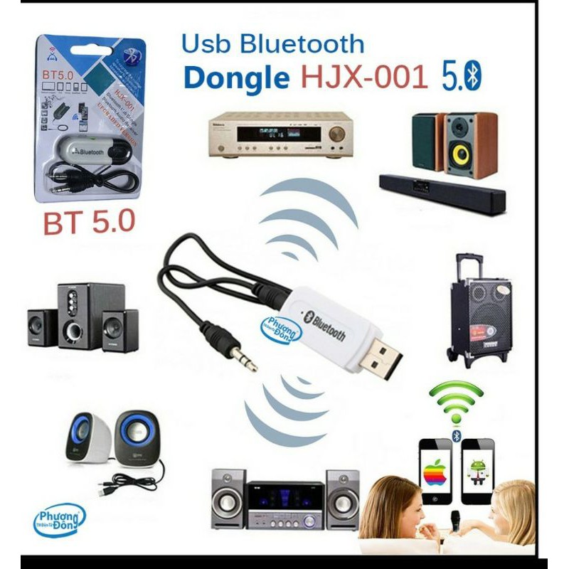 Bộ USB bluetooth 5.0 dongle HJX-001 mẫu 2020 -Biến loa thường thành loa Bluetooth